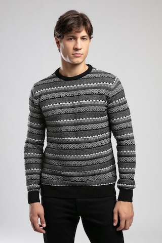 Miguel Erkek O Yaka Kazak Siyah-antrasit Desenli-21055 Siyah - Antrasit