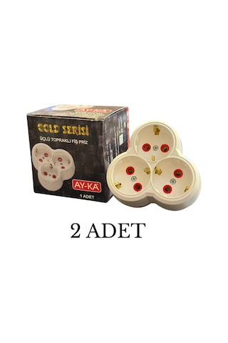 Ay-ka 7713000 Üçlü Topraklı Fiş Priz - 2 Li Paket