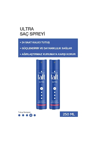 Taft Ultra 4 Güçlü Saç Spreyi 2 x 250 ML