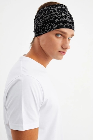Erkek Pamuklu Penye, Kaymaz, Ultra Hafif, Spor Geniş Saç Bandı Bandana Buff - Tek Ebat / Siyah-melanj Siyah-melanj