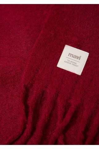 Mavi - Püsküllü Bordo Atkı 1912807-24862 Bordo