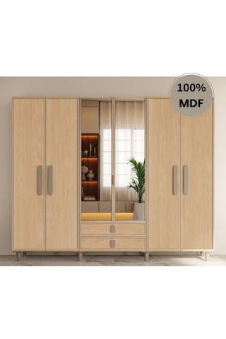Karanfil 6 Kapak Mdf Ayaklı Tasarım Gardırop Rota