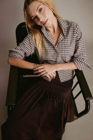 Defacto Coool Oversize Geniş Kalıp Crop Kareli Uzun Kollu Gömlek E6934ax25aubn549 Kahve