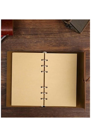 Kişiye Özel Yaprak Tasarımlı Deri Hatıra Defteri  Büyük Boy Kahverengi