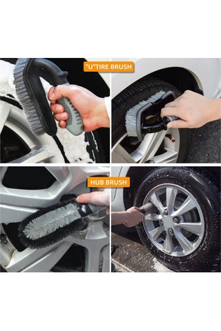 Lemestar 10 Adet Araç Lastik Fırça Seti - Mikrofiber Eldiven Ve Havlu İle Birlikte