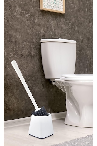 Lexroo Silikon Wc Tuvalet Banyo Fırçası Klozet Fırçası Beyaz Kare