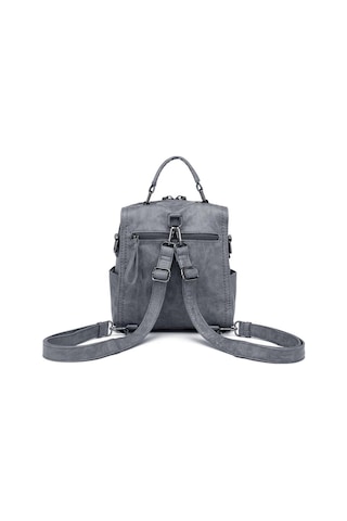 Yıkama Deri Sırt Askılı Kadın Çantası 21k Barcelona 1915 Koyu Gri