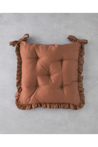Fırfırlı Sandalye Minderi 40x40 Cm Kiremit