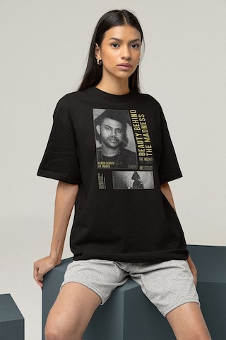 Beauty Behind The Madness The Weeknd Baskılı Unisex Oversize Tişö Siyah