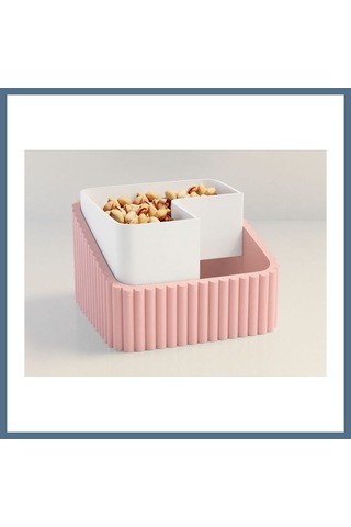 Buradabulabilirsin 3d Baskı Fıstık Kasesi - Çift Hazneli Kabuk Ayırıcı Sunum Kasesi - Pembe Beyaz Bbz Pembe - Beyaz