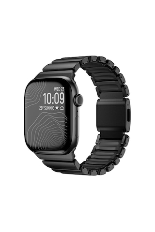 Apple Uyumlu Watch  42mm Zore Krd-152 Titanyum Silikon Kordon