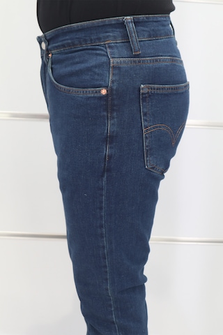 Denim Cartel Dmctekstil Erkek 975 Koyu Mavi Yüksek Bel Rahat Kesim Boru Paça Jean Pantolon