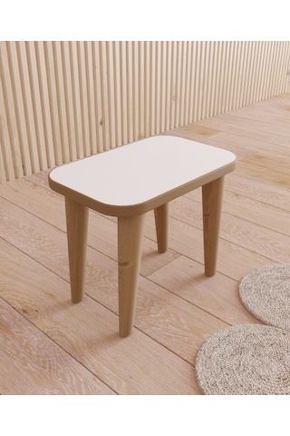 Fahrettin Küçük Çocuk Taburesi Çocuk Sandalyesi Çocuk Oturağı Ahşap Tabure Puf Oturak Krem