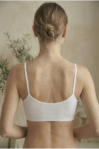 İpeksi Collection İp Askılı Pamuklu Çıkarılabilir Pedli Büstiyer Bralet - Sporcu Yarım Atlet Beyaz