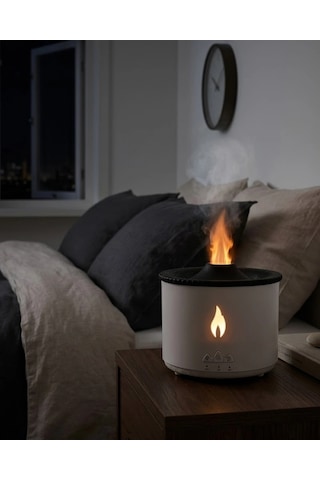 Alev Ve Volkan Efektli Ultrasonik Aroma Difüzörü Led Gece Lambalı Hava Nemlendirici