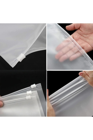 50 X 60 Cm Fermuarlı Buzlu Kargo Poşeti -130mikron 100 Adet Valiz Ve Dolap Içi Düzenleyici Buzlu Fermuarlı Poşet Torba