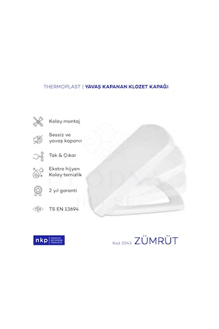 Kare Yavaş Kapanan Klozet Kapağı Zümrüt