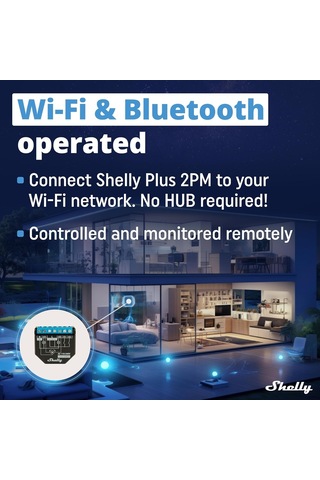 Plus 2pm, Wi-fi Ve Bluetooth 2 Kanallı Akıllı Röle Şalteri, Güç Ölçümü, Ev Otomasyonu, Panjur Uzaktan Kumanda