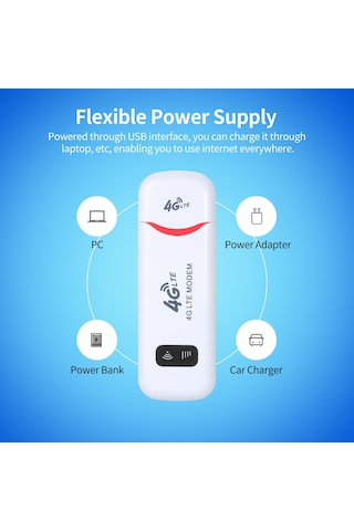 Tenfowee U7 Beyaz 4g Lte Usb Modem - Sım Kartlı Taşınabilir Wifi, 150mbps İndirme Hızı, Araçta Ve Dışarıda Kullanıma Uygun, Güvenli Ağ Şifreleme