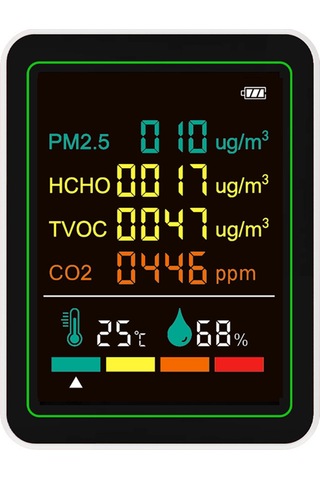 Yaozixa Zn-mt07wt Beyaz Tutucu Tipi Çevre Monitörü: Pm2.5, Co2, Tvoc, Hcho, Sıcaklık, Nem - Entegre Pil Ve İki Tip Sensör İle Gerçek Zamanlı İzleme