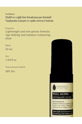 Well Aging Ultimate Lush İnce Çizgi Ve Kırışıklık Azaltıcı Yaşlanma Karşıtı Spf 50+ Güneş Kremi 50ml