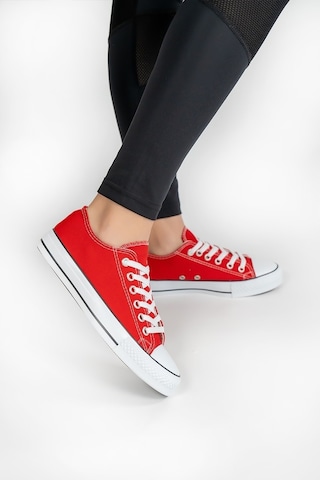 Unisex Keten Spor Ayakkabı Kırmızı