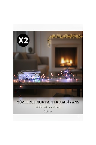 2 X 10 Metre Dekoratif Peri Led Şerit Günışığı Beyaz Rgb 3 Renk Yeni Nesil Süsleme Lambası 20 Metre