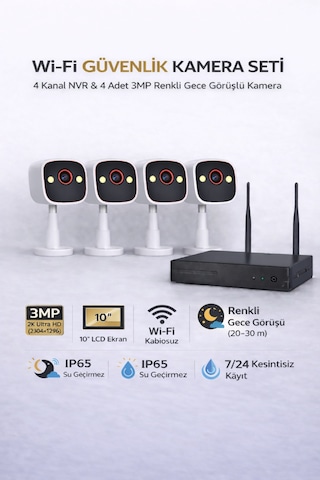 Omni Bs420 4 Kanal Nvr + 3mp 4 Kamera Full Color Mik. Wifi Set 11.03.01.002300