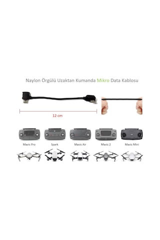 Djı Mavic Pro Uzaktan Kumanda İçin Mikro Data Veri Kablosu Naylon Örgülü