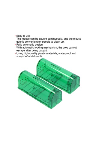 Youmex 2 Adet Otomatik Kilitleme Plastik Fare Tuzağı - Su Geçirmez, Ev Ve Restoranlar İçin Sürekli Kapanabilen, Temizliği Kolay Yeşil
