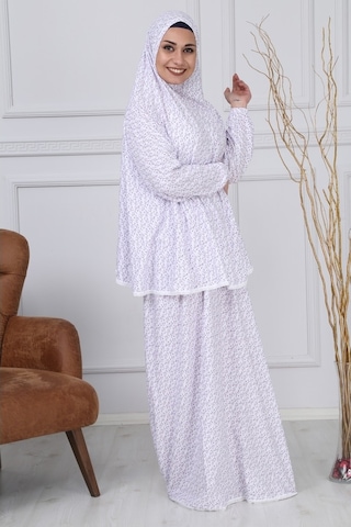 Iki Parça Pratik Namaz Elbisesi Beyaz