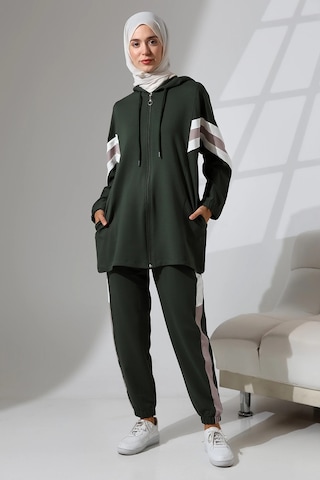 Kadın Mevsimlik Penye Alt Üst Spor Ve Rahat Tesettür Takım Haki