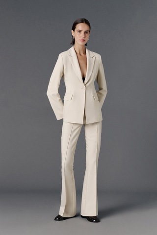 Vatkalı Fitted Kesim Blazer Ceket-20468 Bej