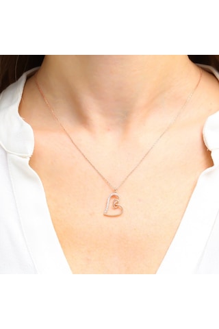 Kalbin Aşk Düğümü Rose Renk Gümüş Kolye