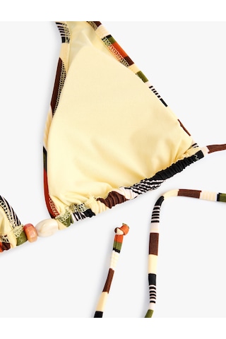 Koton Boyundan Bağlamalı Çizgili Üçgen Bikini Üst Sarı Çizgili 6sak10194mm