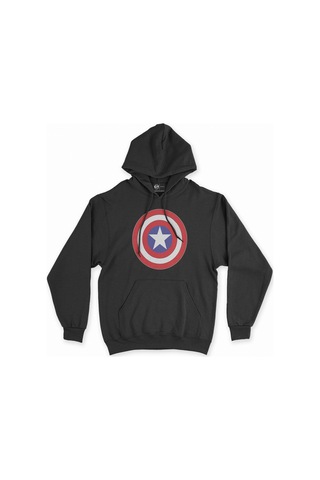 Cix Kaptan Amerika Siyah Kapşonlu Sweatshirt Hoodie SIYAH