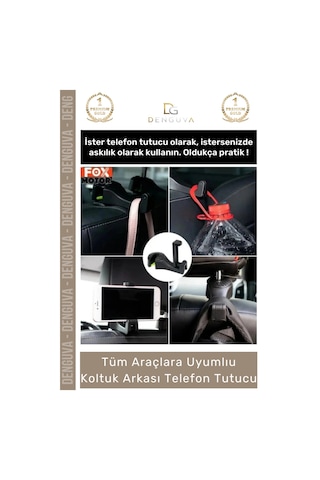 Araçiçiaskı Araç İçi Koltuk Başlık Kancası Abs Dayanıklı Pratik Askı Çanta Arkası Telefon Tutucu As