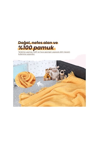 Huggy 4 Katlı %100 Pamuk 100x130 Müslin Bez Müslin Örtü Müslin Yenidoğan Bebek Battaniyesi