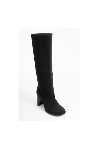 Luvishoes Luvi Shoes Josette Siyah Süet Kadın Kalın Topuklu Çizme Siyah Süet