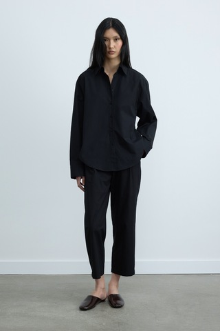 Suud Collection Siyah Page Oversize Gömlek SİYAH