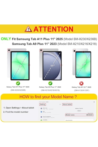 Samsung Galaxy Tab A9+ Plus / A11+ Plus Uyumlu Üçgen Standlı Uyandırma Fonksiyonlu Tablet Kılıfı Kapaklı Kılıf