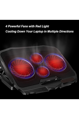 D17 Kırmızı Ledli 4 Fanlı Ayarlanabilir Leptop-notebook Soğutucu