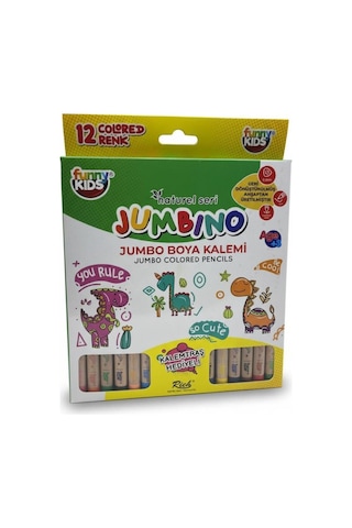 Funny Kids Jumbıno Jumbo Boya Kalemi Natrel Seri 12 Parça Ahşap Çok Renkli