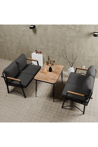 Mb Garden Furnıture Simetri Model, Balkon, Bahçe, Cafe, Metal Koltuk Takımı, Bahçe Takımı ,çay Seti,2+2 Masalı Süngerli Antrasit