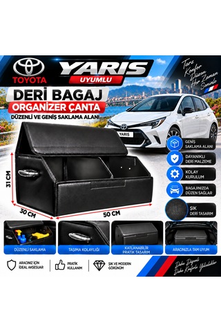Toyota Yaris Uyumlu Oto Bagaj Organizeri Deri Bagaj Kutu Çanta 1