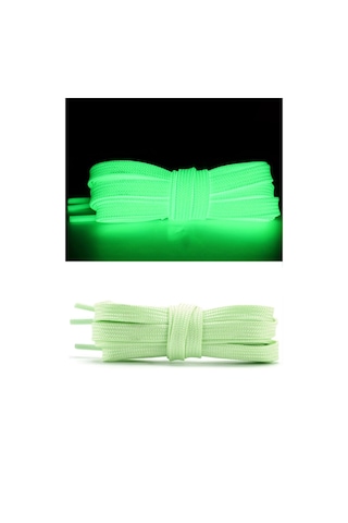 Fosforlu Neon Yeşil 1 Cm Kalınlığında 1 Çift Yassı Spor Ayakkabı Bağcığı Yeşil