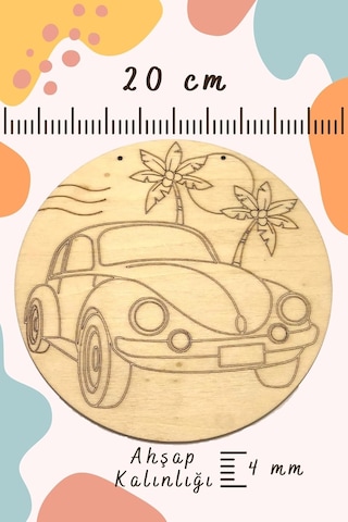 Art İnside Vosvos Love Ahşap Boyama Tuval Seti Hediye Hobi Kiti 20 Cm Love Bug Fusca Diğer