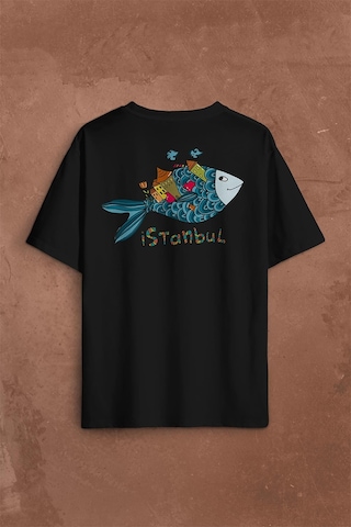 İstanbul Galata Konstantinopolis Osmanlı Sırt Ön Baskılı Oversize Tişört Unisex T-shirt 001