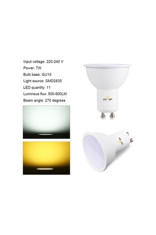 Teltree Gu10 220-240v 7w Led Işık Ampülü 500-600lm 6000-6500k Beyaz, Yumuşak Işık, 30.000 Saat Ömür 1 Adet