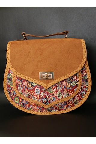 Pujiva, Büyük Boy, Etnik, Kilim Desenli, El Ve Omuz Askılı, Fermuarlı, Kilitli, Desenli Çanta En 27 Boy 23 D 6 Kırmızı